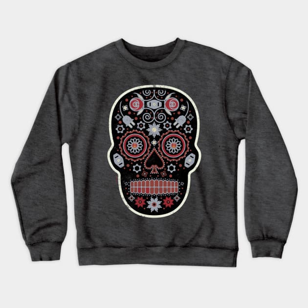 Terciopelo Rojo Skull Socket Mexican Sugar Skull Crewneck Sweatshirt by DanielLiamGill